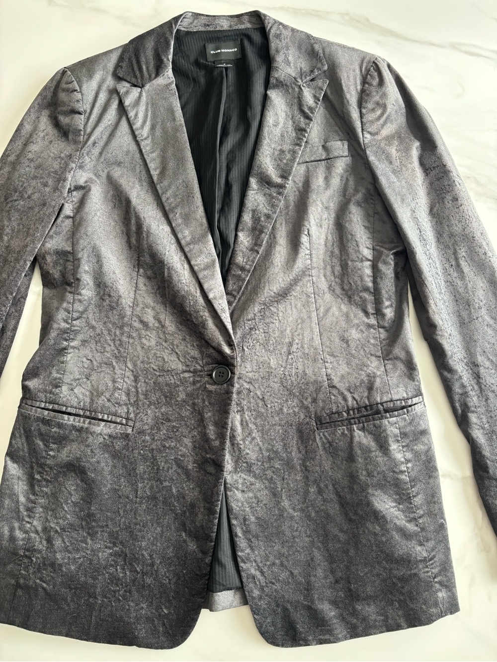 Club Monaco Gray Velvet-Look Blazer gray sz US 8 - Picture 4 of 13